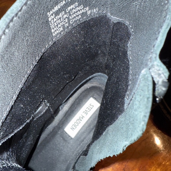 Steve Madden Sameera Black Leather Festival Platform Lug Sole Moto Boots Size 8 - Picture 13 of 15